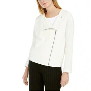 Eileen Fisher Ponte Round Neck Jacket with Front on-the-side Zipper Size XS